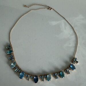 Gold Necklace with Blue Gemstones